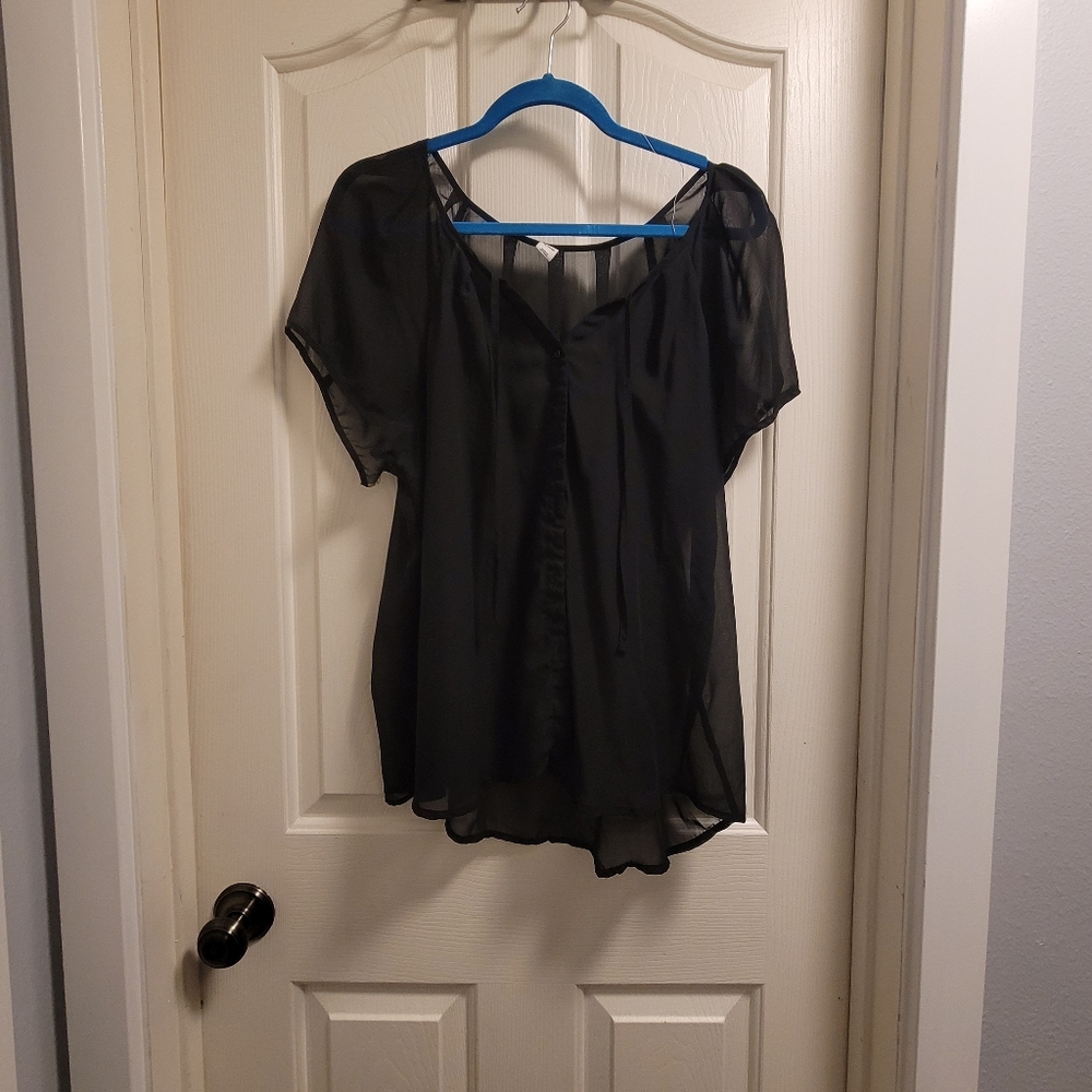 Old navy black sheer button up.